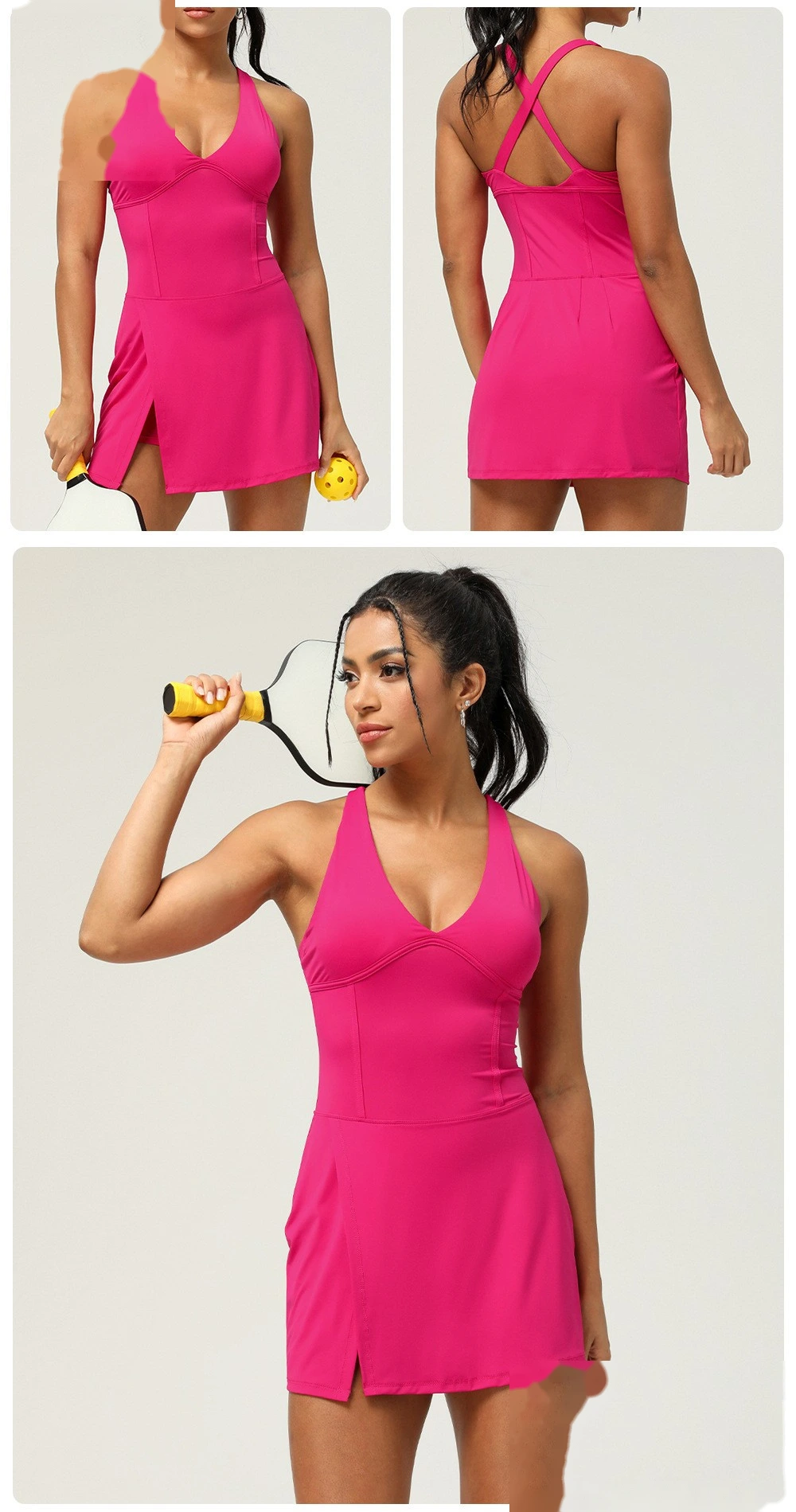 Customized sexy slit sports dress waist leggings skirt outdoor running fitness tennis apron pad detail