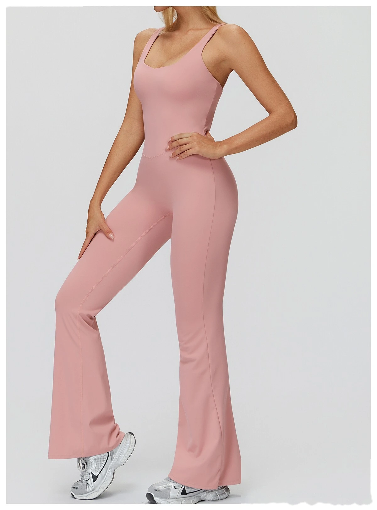 Fleece Finish Women's Activewear Unitard - Crisscross Back, Micro Flare Leg, High Elastic for Yoga, Running & Gym detail