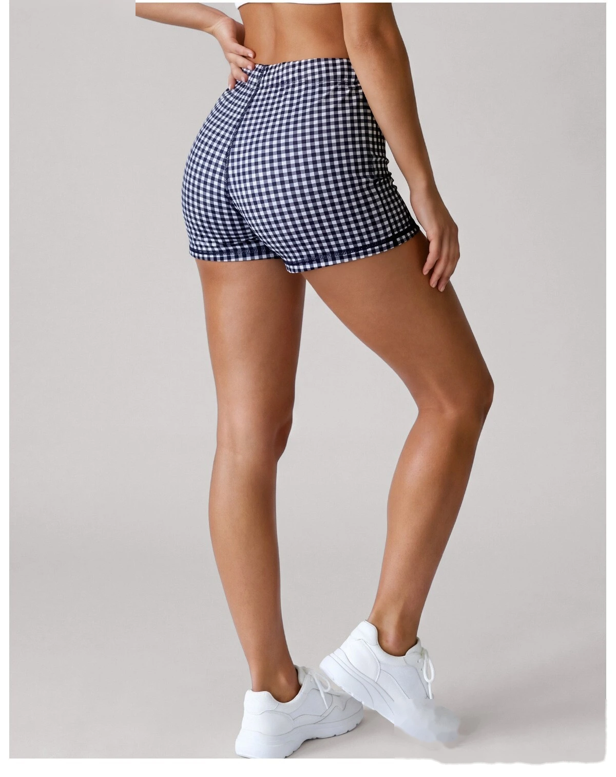 Women High Rise Fitness Shorts, Elastic Drawstring Sculpting Sports Shorts for Gym Training Daily Wear detail