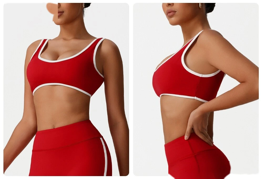 Yoga clothing sports bra Europe and the United States contrast bra fitness exercise high-elastic top vest detail