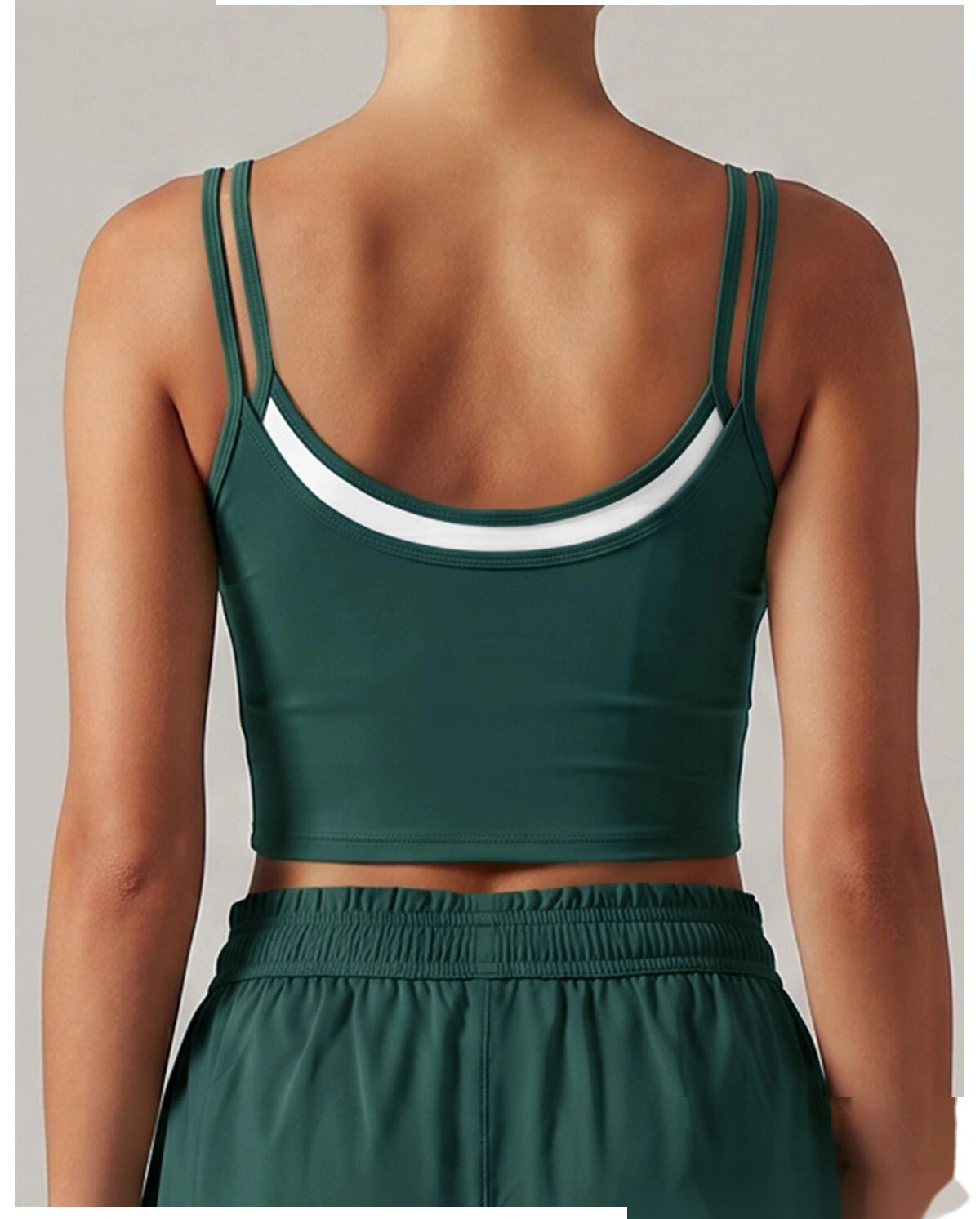 Women U Shape Beauty Back Sleeveless Vest, Padded Sports Top + Yoga Pants Set, Stretch Fitness Outfit for Gym detail