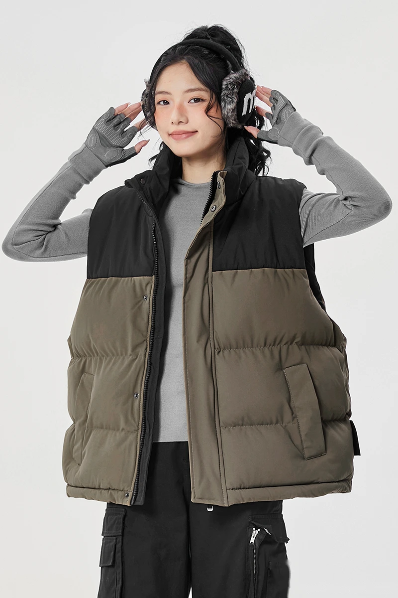 Customized fashion waterproof and warm cotton-padded jacket down jacket vest for men and women detail
