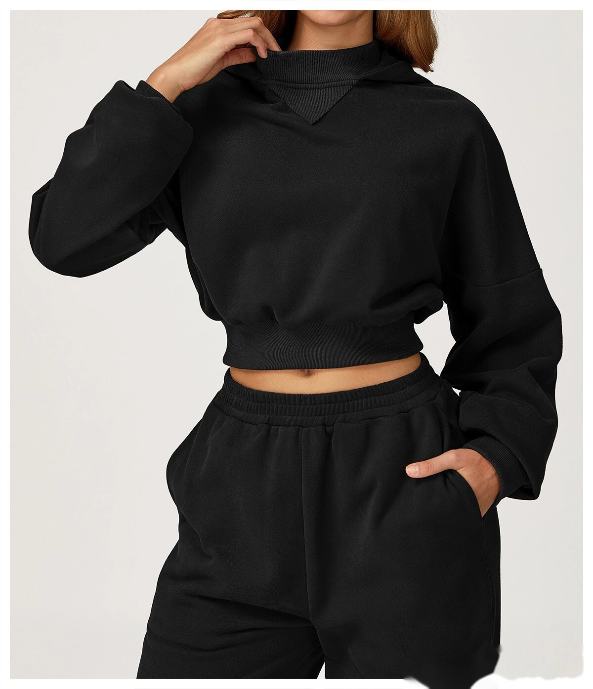 Custom fashion hooded sweater autumn and winter casual loose coat women's outdoor sportswear detail