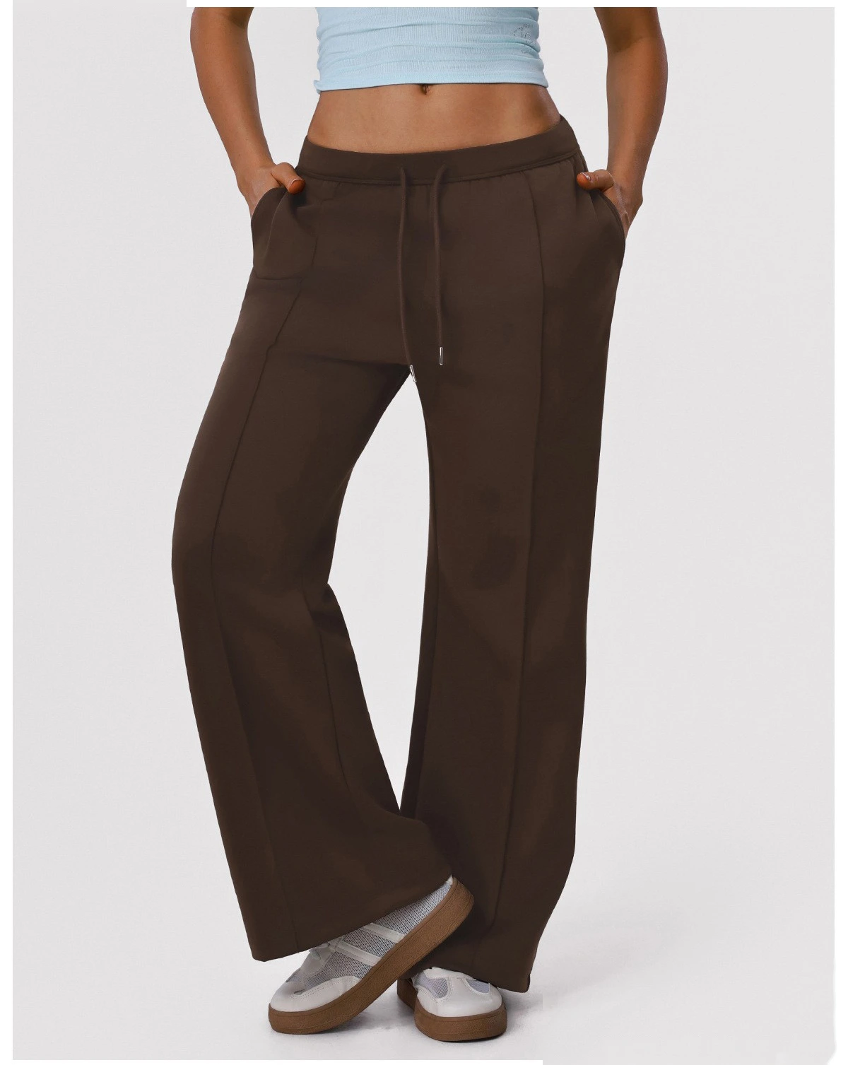 Women's New Loose-Fit Sports Tracksuit - Customizable Wide-Leg Straight-Leg Yoga Pants + Workout Top, Running & Fitness detail