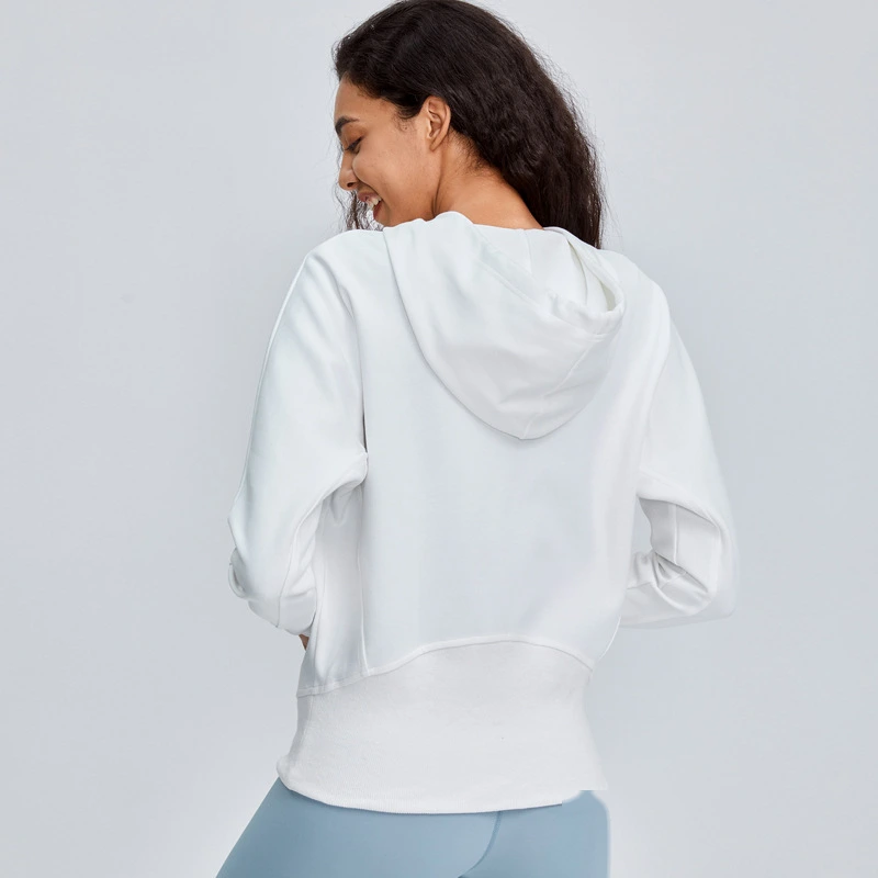 Women running training fitness 1/2 zip long sleeve pullover hoodies detail