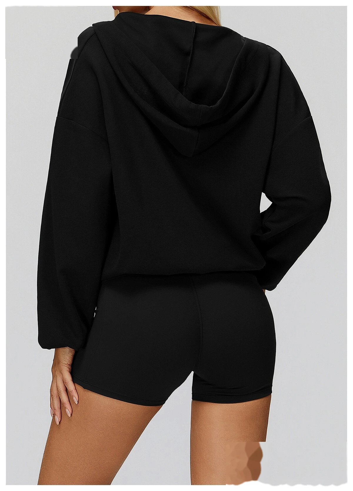 Custom new style hooded large V-neck loose and comfortable top, outdoor running sports sweatshirt detail