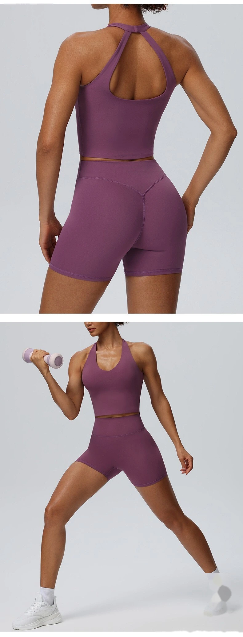 Women's European American Halter Beauty Back Yoga Tank Top, Breathable High Elastic Sports Fitness Vest detail
