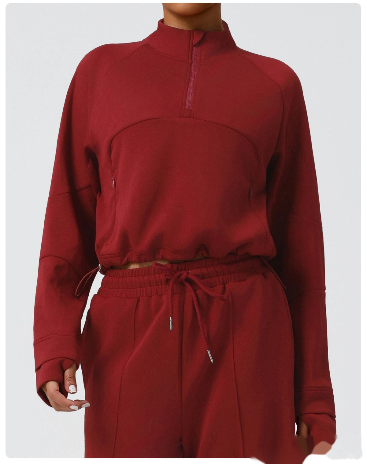 Customized thick sweater in autumn and winter sports leisure yoga clothes long sleeve coat loose sweater woman detail