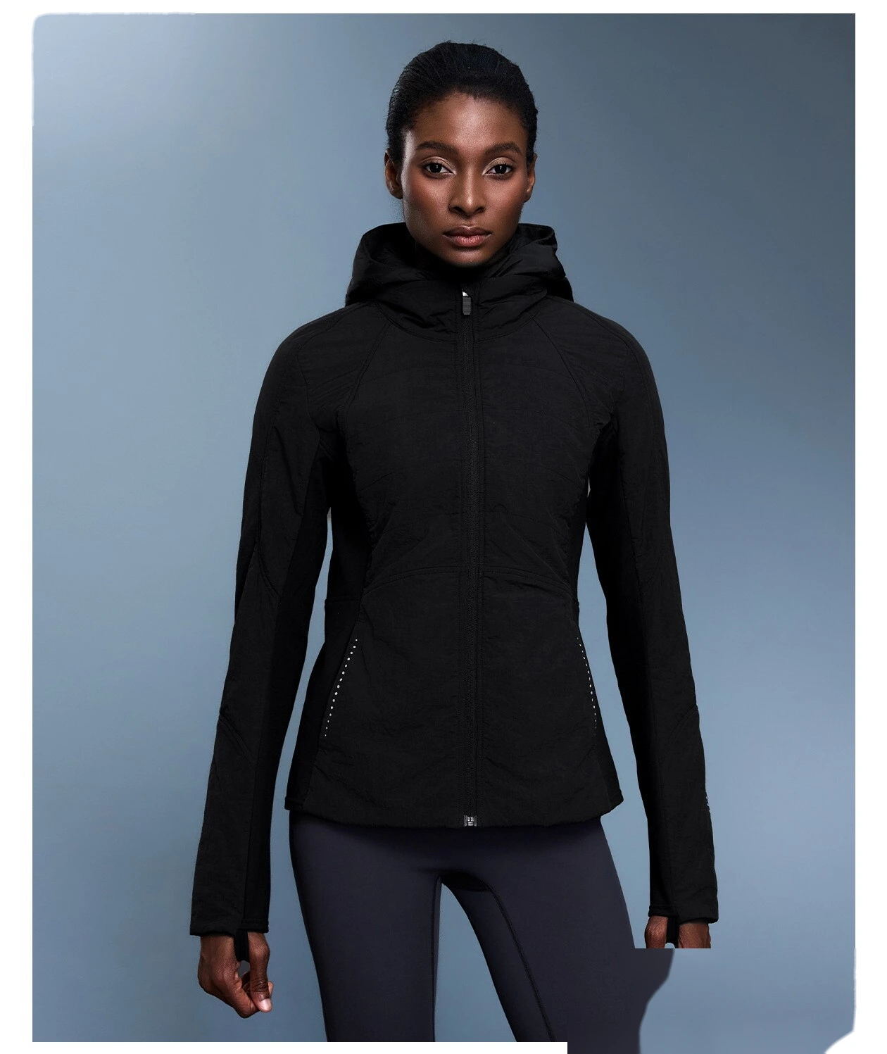 Customized winter vacation two-piece hooded sports cotton-padded jacket waterproof waist slimming warm cotton coat femal detail