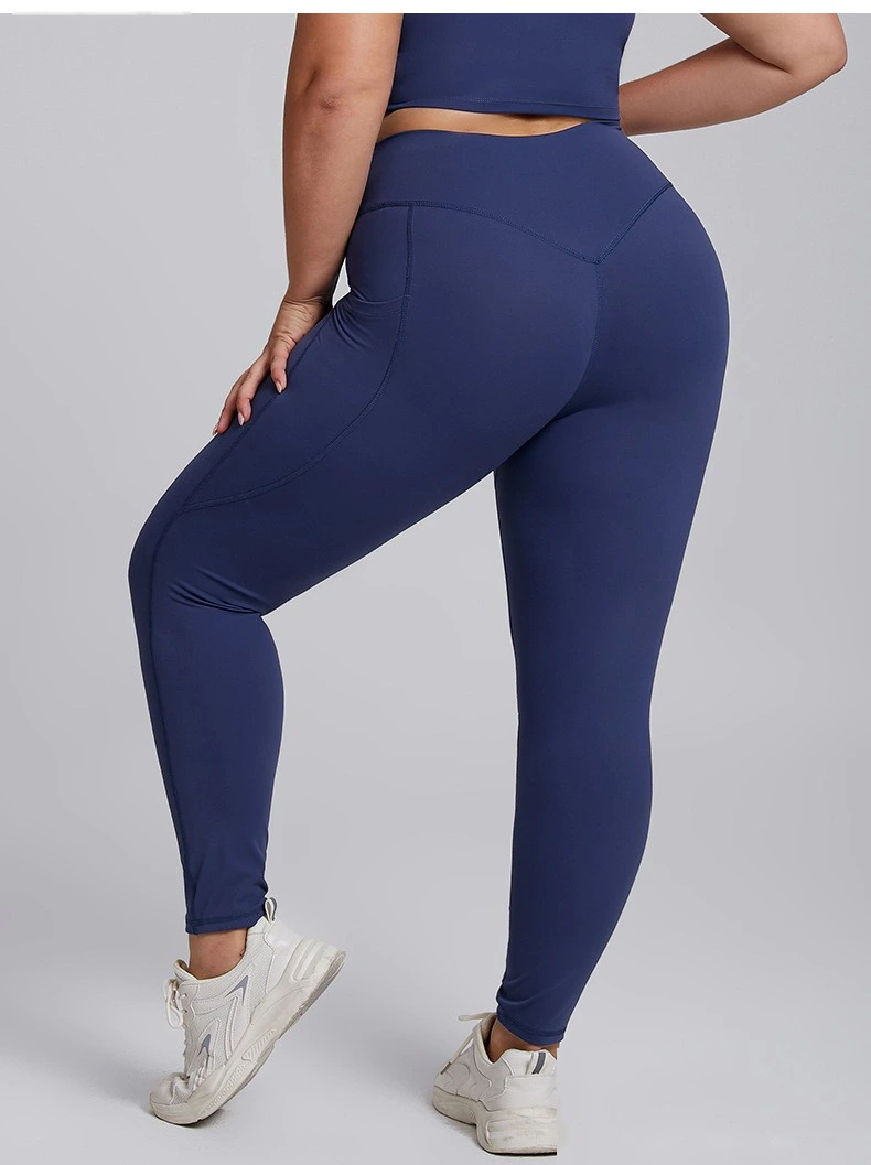 Customized plus-size fitness suit female high waist nude tight sports suit high elastic yoga suit two-piece suit detail
