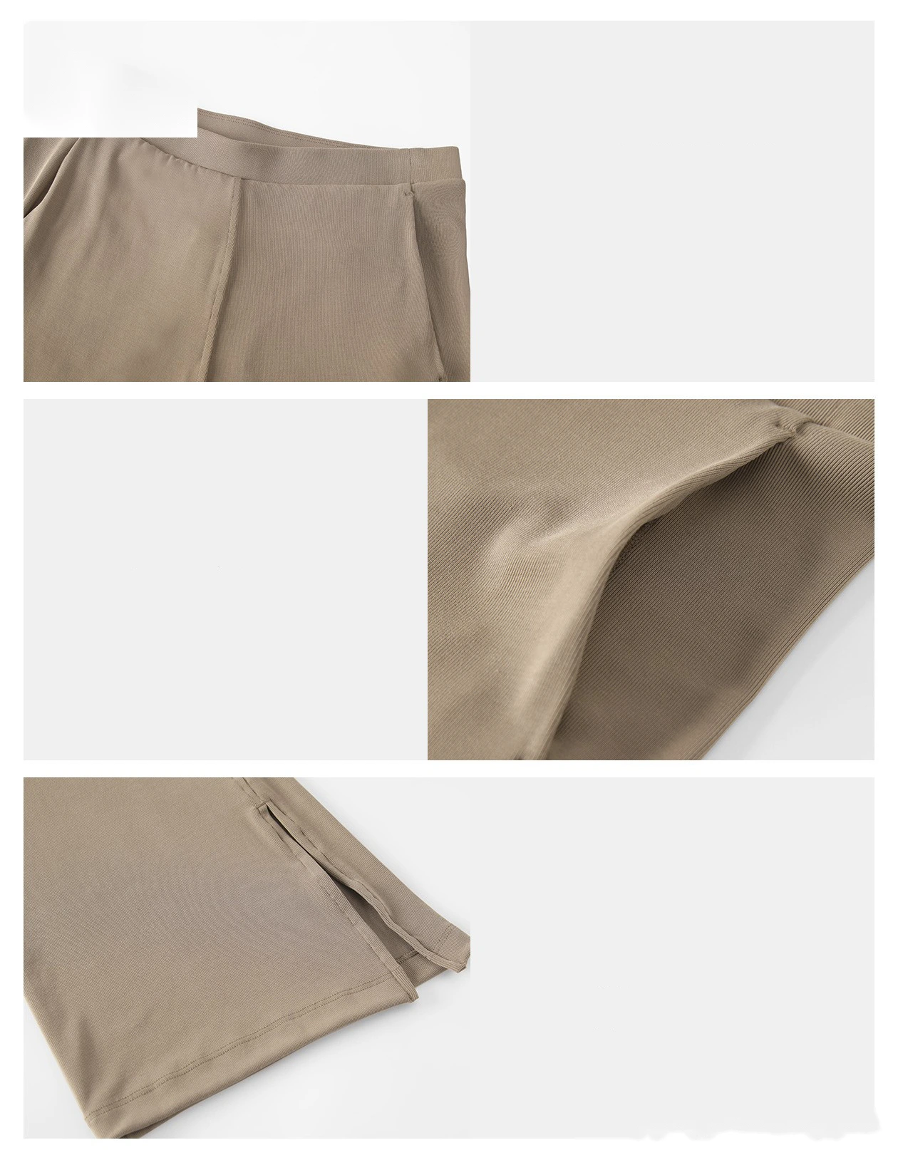 Custom Split Hem Yoga Pants - Women's Sand-Washed Ribbed Wide-Leg Flared Slimming Sports Pants detail