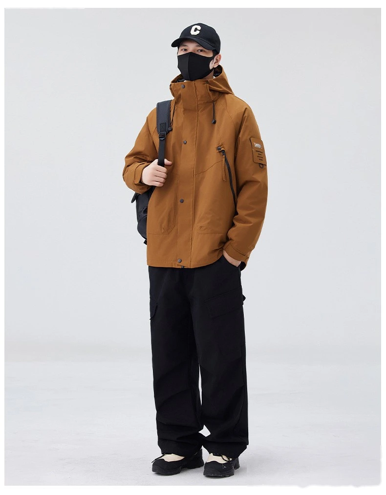 Customized jacket down three-in-one men's windproof waterproof fleece liner coat mountaineering suit detail
