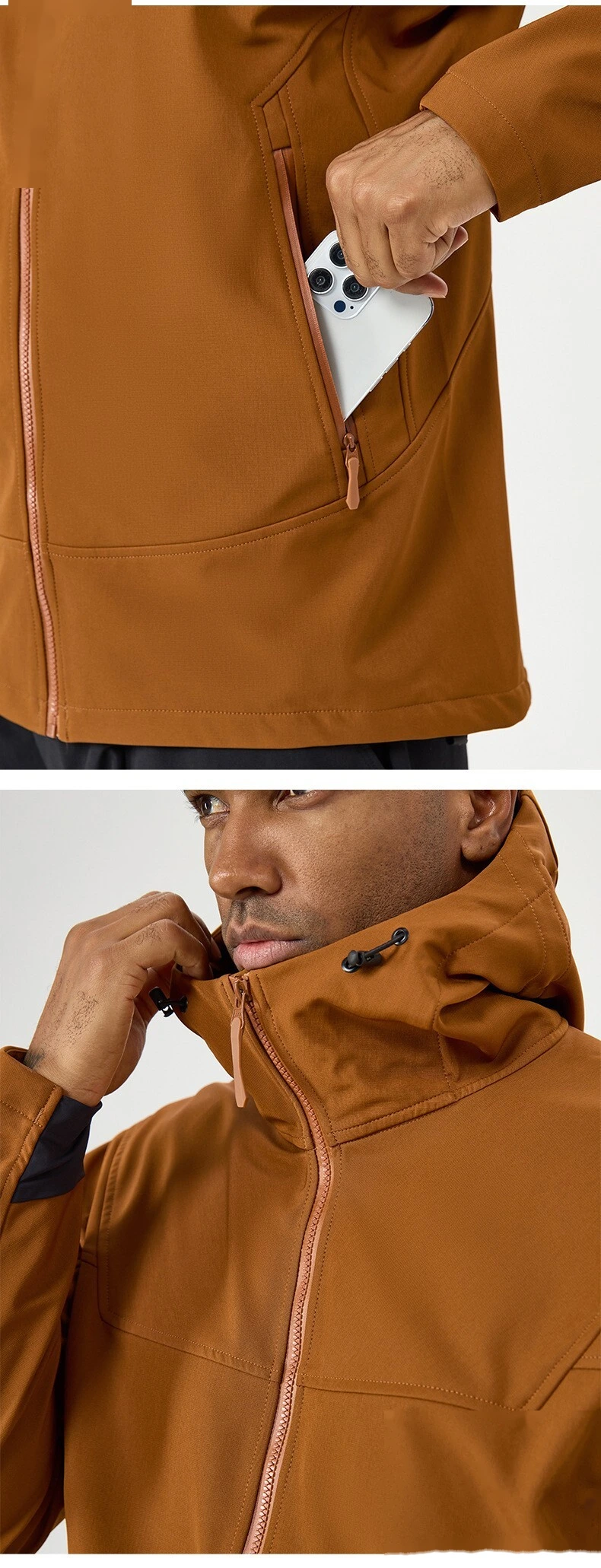 Custom Hooded Outdoor Jacket for Men - Fleece-Lined, Warm, Waterproof & Windproof detail