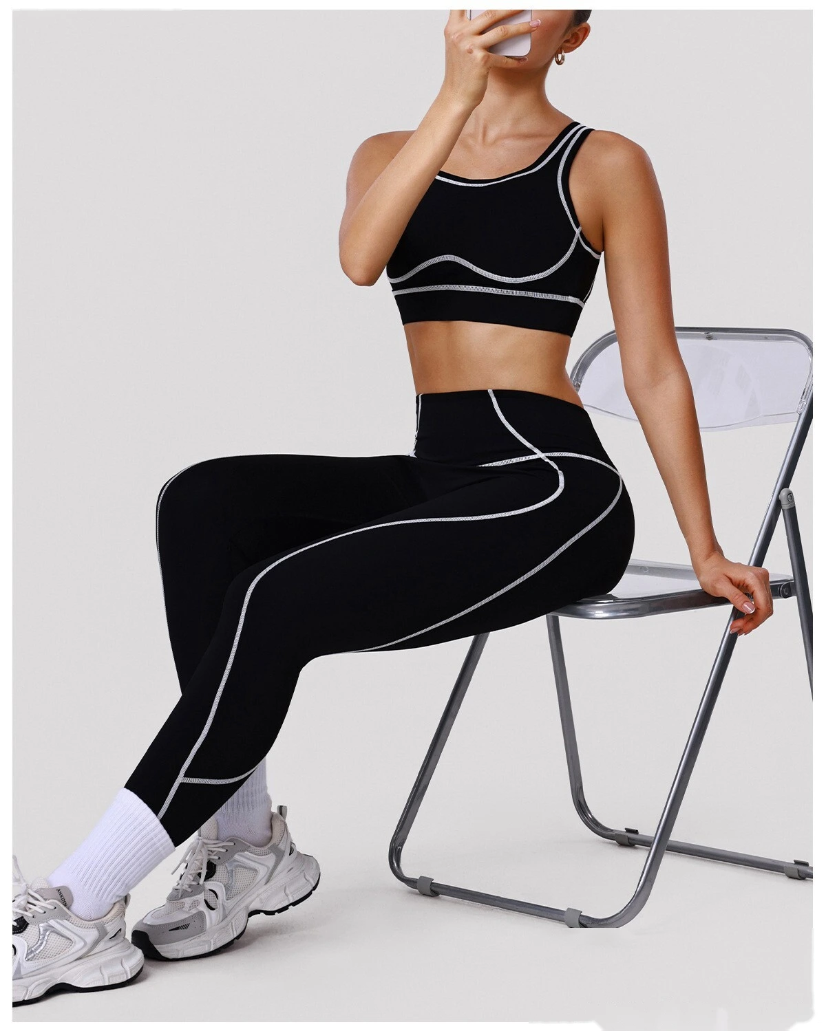 Custom Color Block Yoga Sports Bra - Shockproof Cutout Open Back Padded Workout Tank Top detail