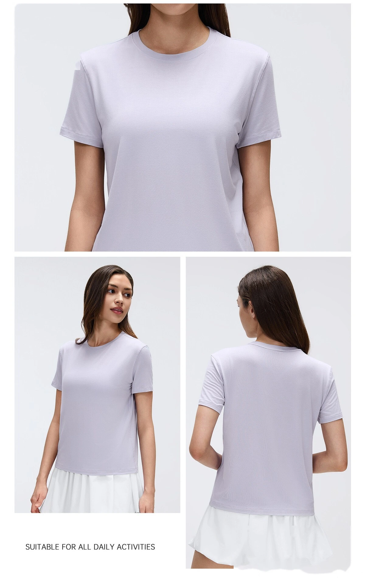 Bulk Custom Crew Neck Sports Top - Women's Summer Quick-Dry Lightweight Pilates Yoga Gym Running Activewear detail