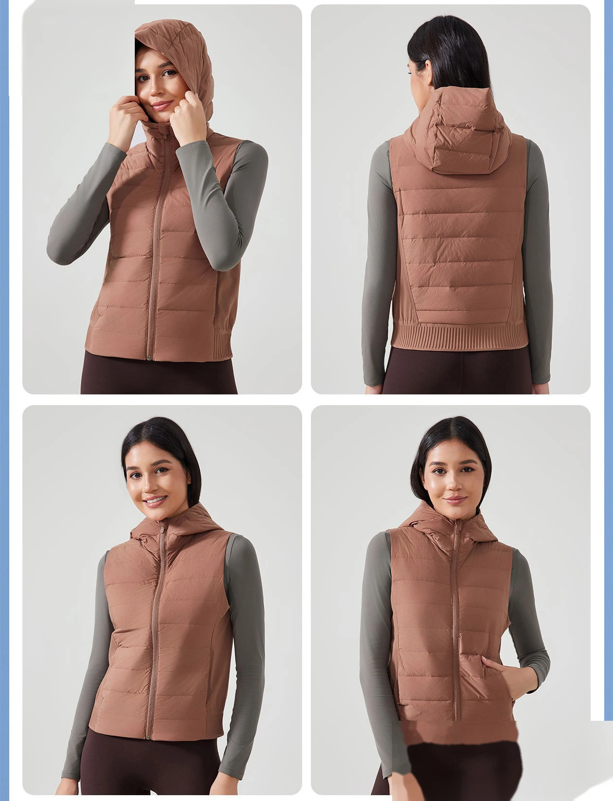 Customized hooded down jacket vest in autumn and winter: light, slim, fashionable and versatile sports vest detail