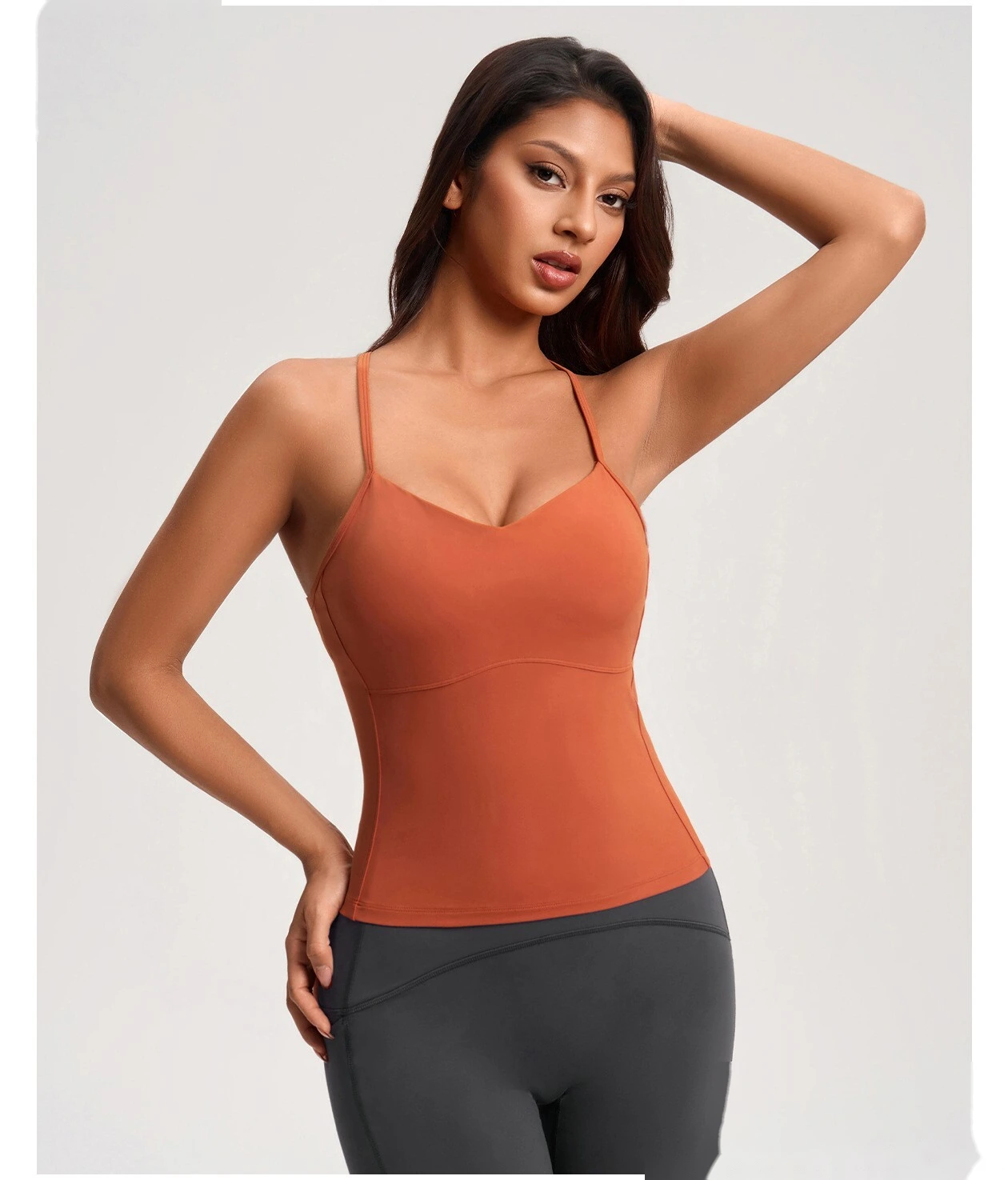 Bulk Custom Nude-Feel Yoga Tank - Padded Push-Up Sports Bra for Running & Gym Workouts detail