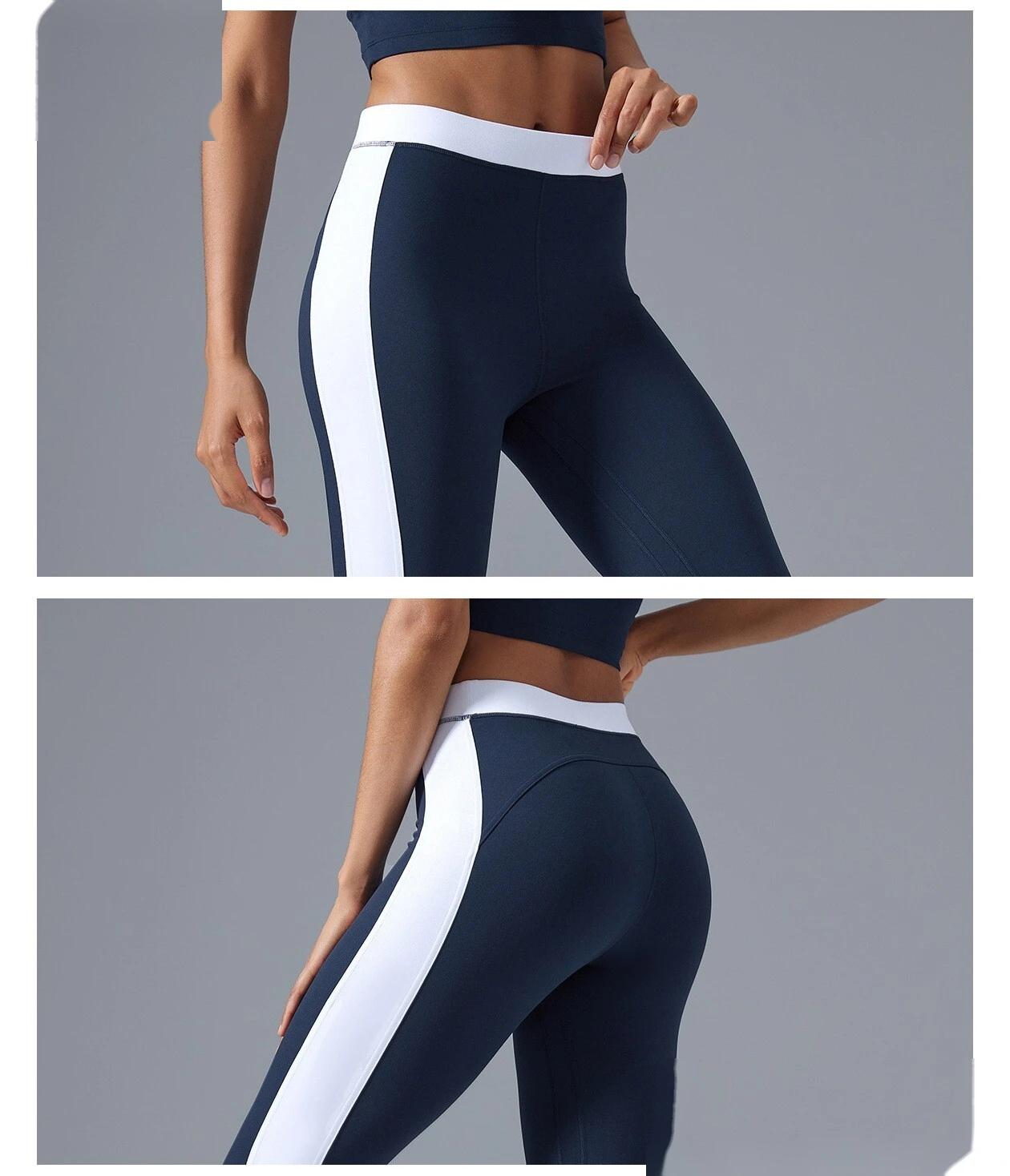 Customized contrast micro-pants, high waist and slim, wearing fitness yoga pants and leisure sports pants. detail