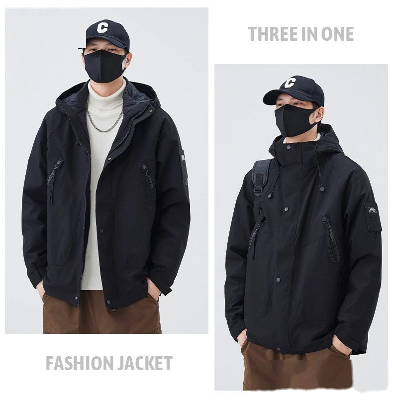 Customized jacket down three-in-one men's windproof waterproof fleece liner coat mountaineering suit detail