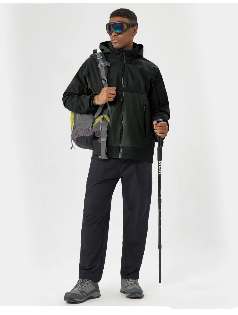 Custom Men's Multi-Functional Outdoor Jacket - Hooded, Windproof, Waterproof for Hiking & Mountaineering detail