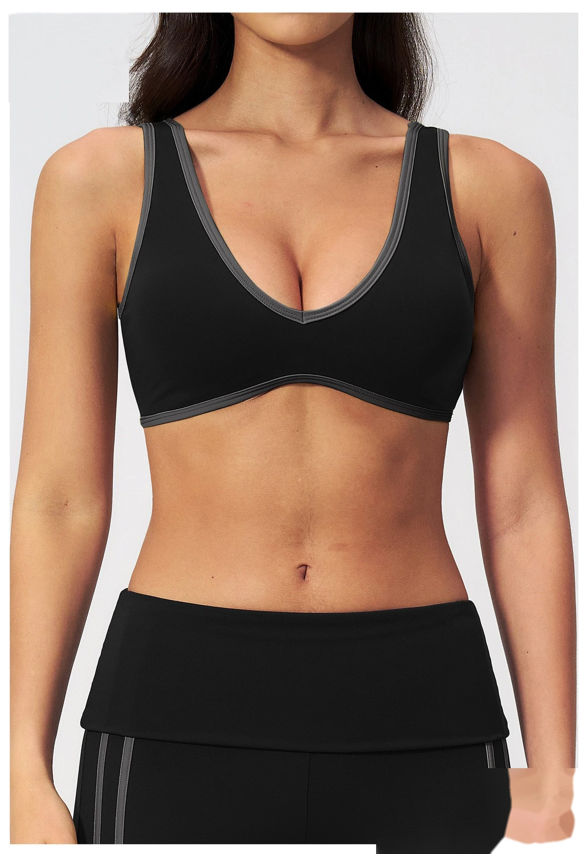 Women Color Block Open Back Sports Bra, Quick Dry Breathable Outdoor Workout Yoga Athletic Bra detail