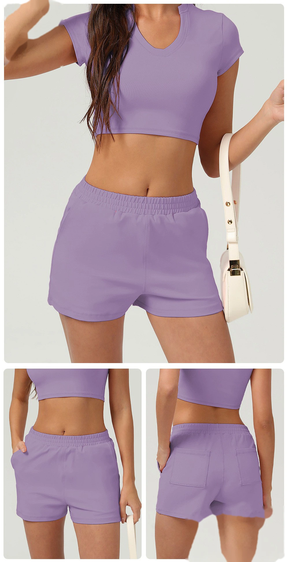 Sports and leisure high waist pocket tight shorts running sports peach hip outdoor fitness shorts female detail
