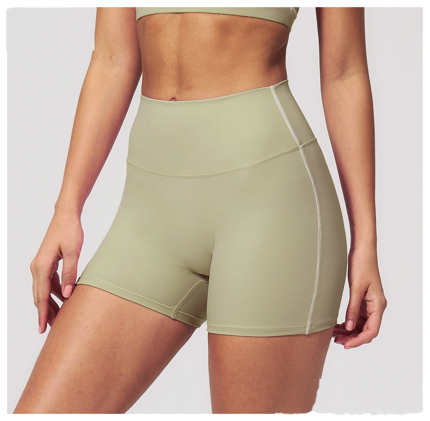 High Waist Peach Hip Naked Feel Yoga Shorts, Elastic Tight Sports Fitness Yoga Short Outfit for Women detail