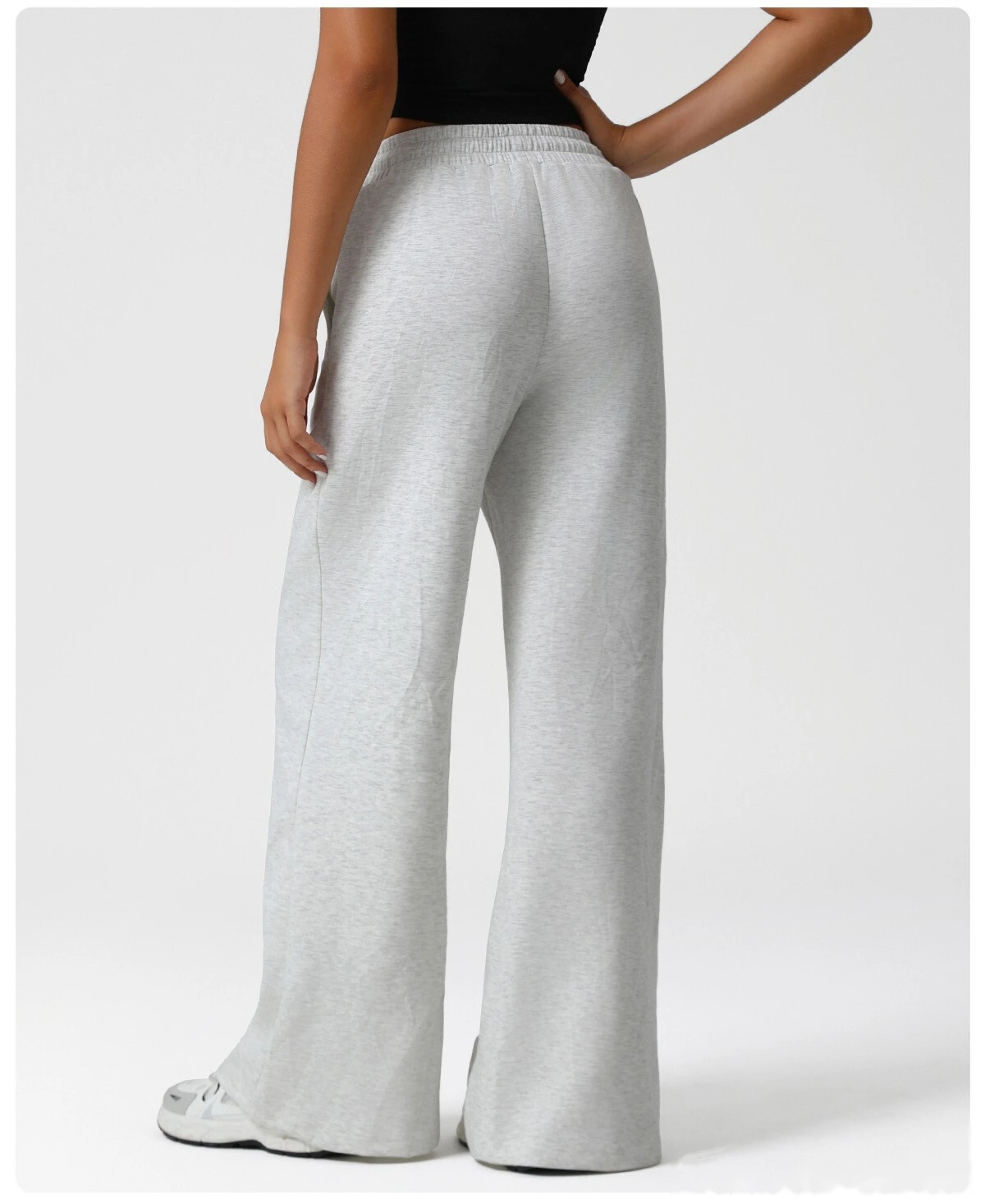 Europe and America new high waist drawstring sports casual pants Yoga wide-leg pants loose casual pants detail