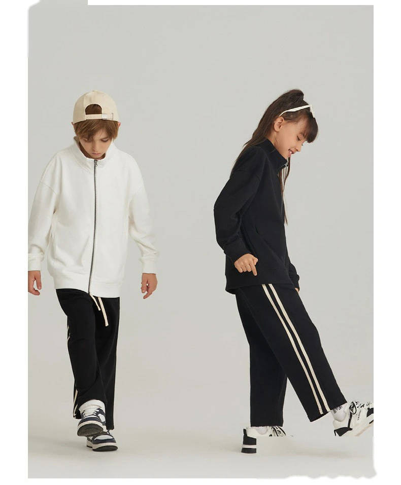 Customized spring and autumn cotton terry collar zipper cardigan jacket loose sports suit for boys and girls detail