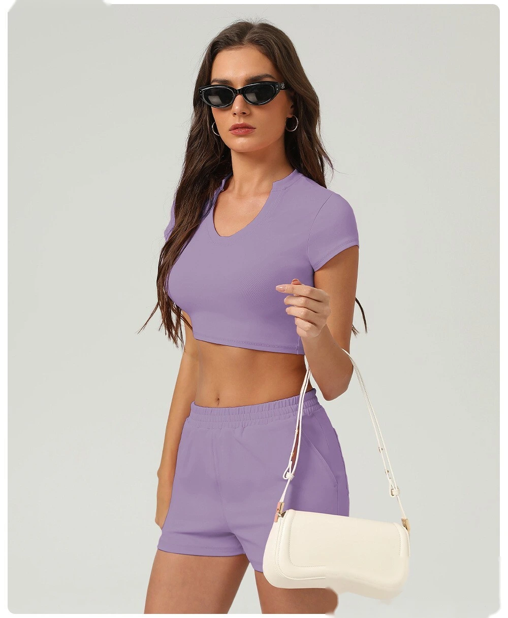 Sports and leisure high waist pocket tight shorts running sports peach hip outdoor fitness shorts female detail