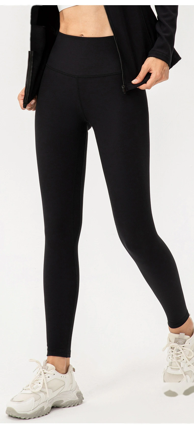 Women high waisted leggings front no seam yoga workout pants detail