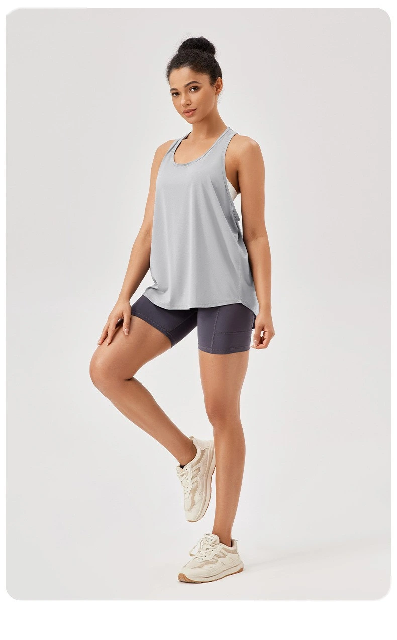 Sports blouse loose suspender vest yoga clothes breathable sleeveless fitness running top detail