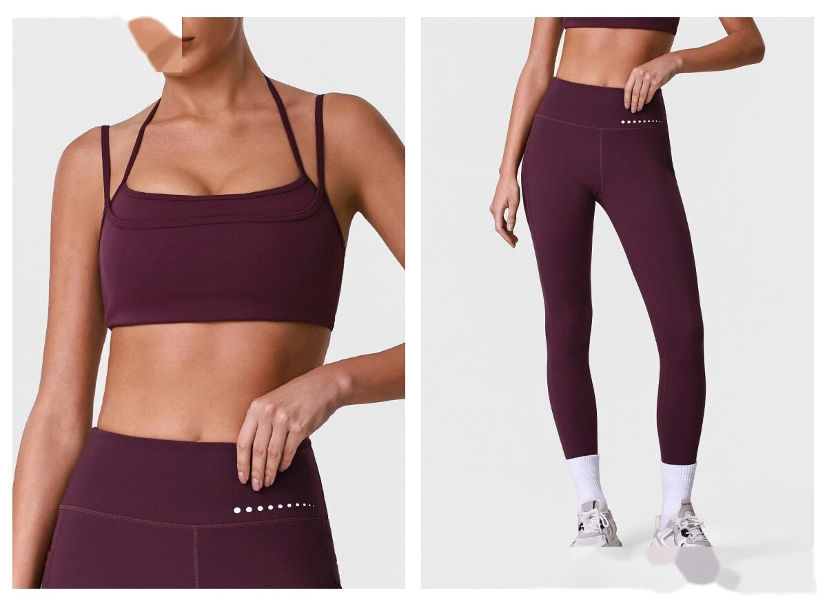 Custom Women’s Sexy Back Yoga Bra & High Stretch Tight Leggings Set Gym Activewear Suit detail