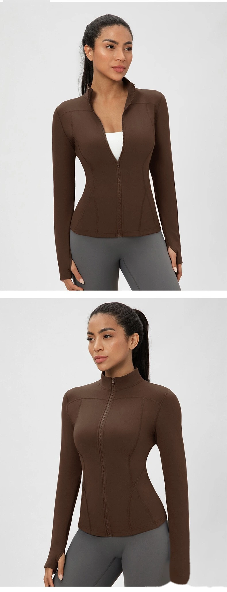 Customizable Women's Autumn-Winter Yoga Coat | Fleece Lined, Slim Waist, Warm Athletic Outerwear detail