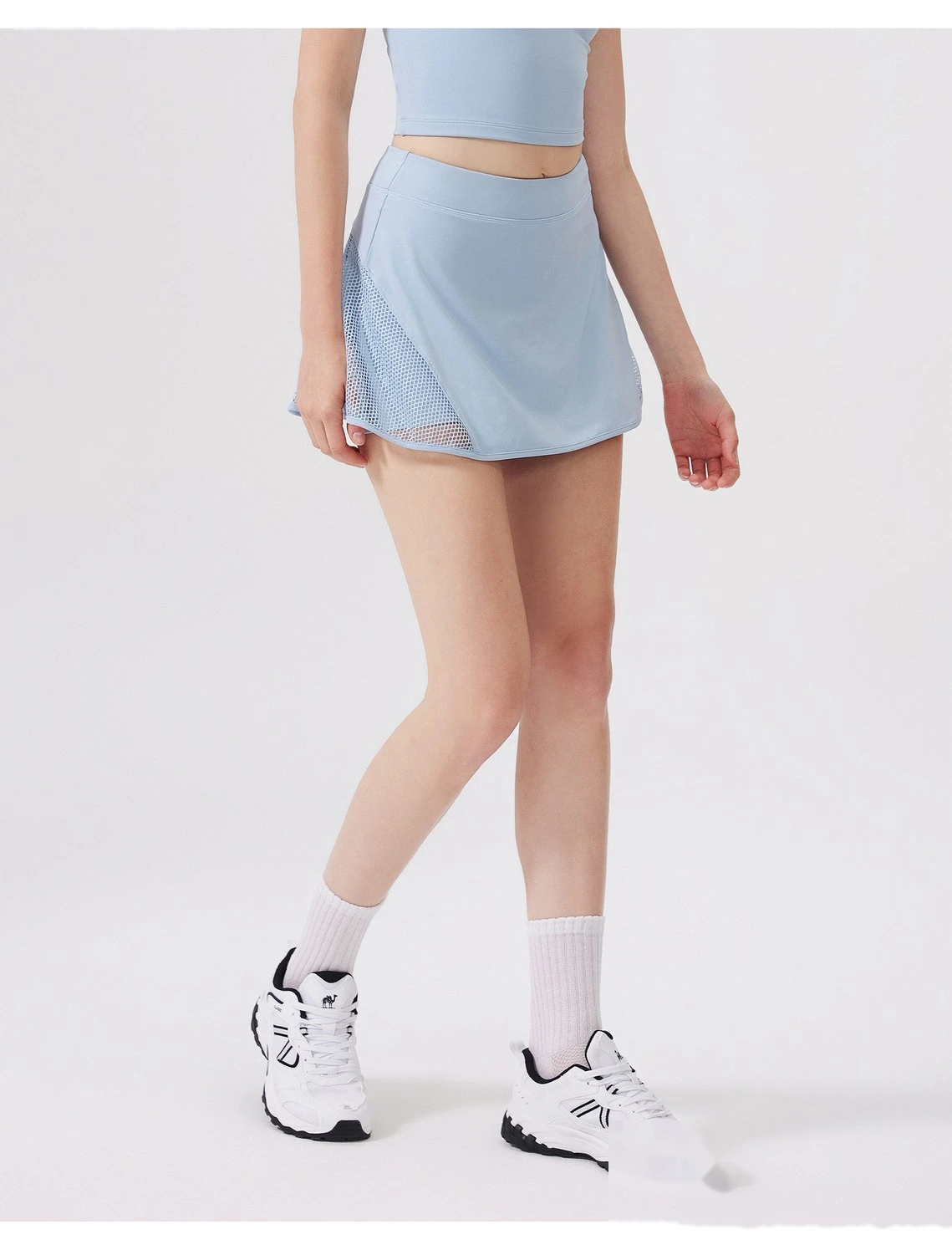 Custom mesh sports skirt nude yoga skirt comfortable anti-exposure skirt pants breathable hollow skirt detail