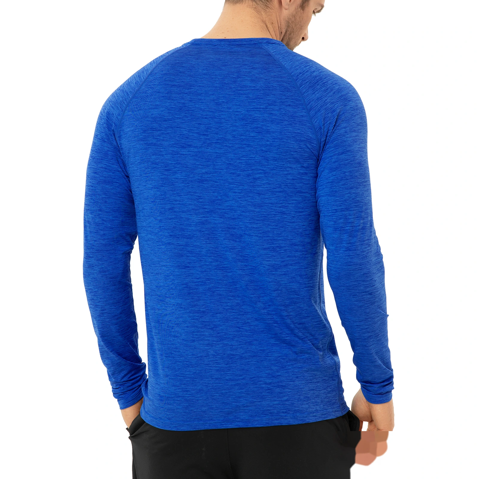 Men's running fitness training UPF outdoor sunscreen quick-drying breathable V-neck long-sleeved T-shirt detail
