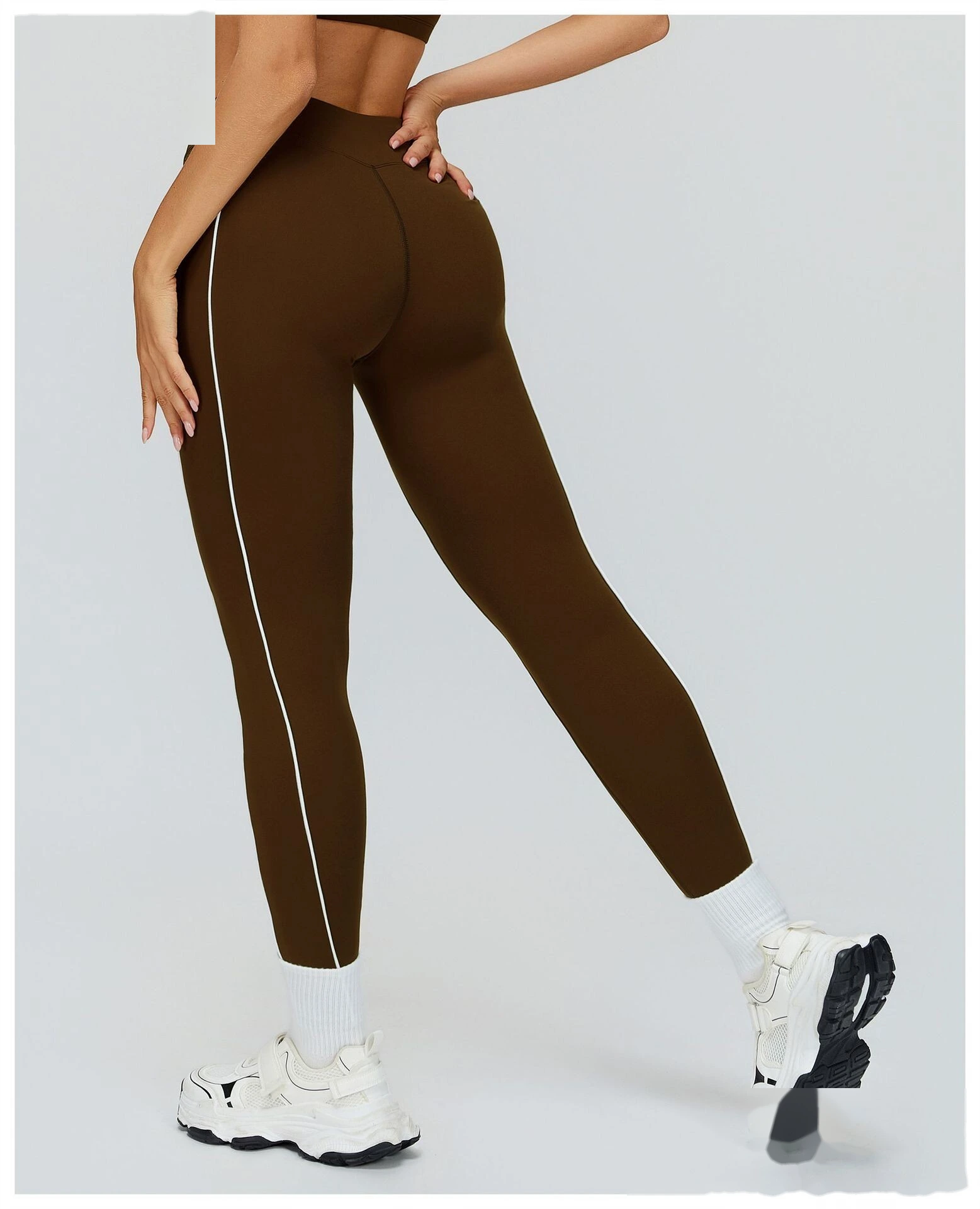 Custom Women’s Naked-Feel Tight Yoga Pants - Color Block High-Waisted Butt-Lifting Running Fitness Leggings detail