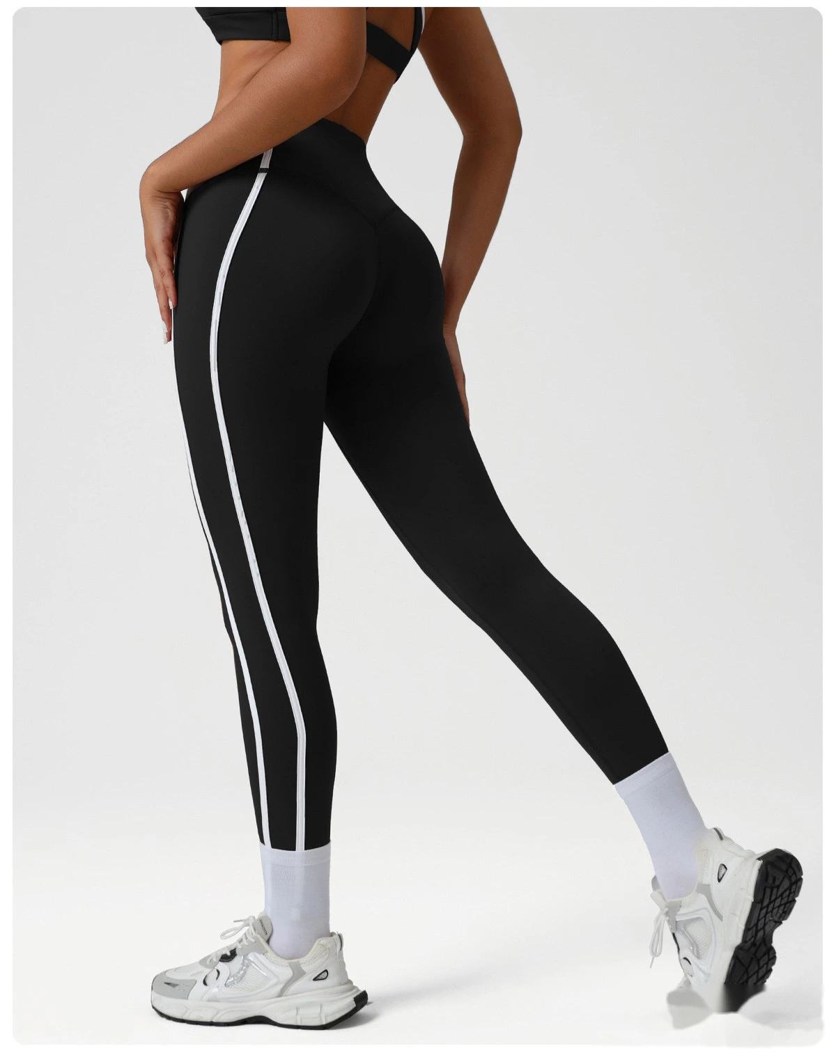 Custom-made high-waist sports tights Naked feeling yoga pants hip high elastic running fitness pants. detail