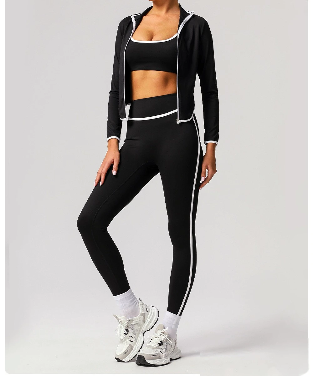 Customize nude contrast high waist yoga pants, run and exercise, and wear tight hip-lifting sports pants detail