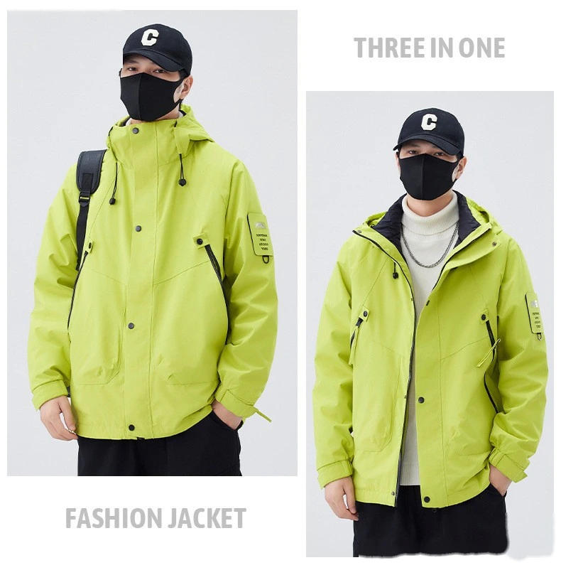 Customized jacket down three-in-one men's windproof waterproof fleece liner coat mountaineering suit detail