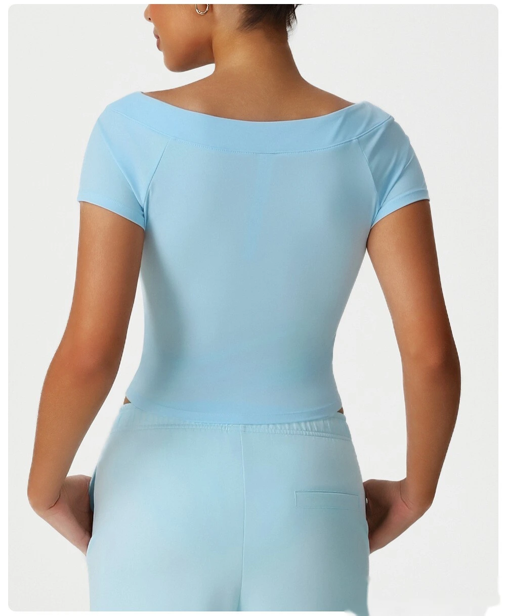 Slim-fit shaping sports top New skims short-sleeved T-shirt leisure yoga clothes high-elastic top detail