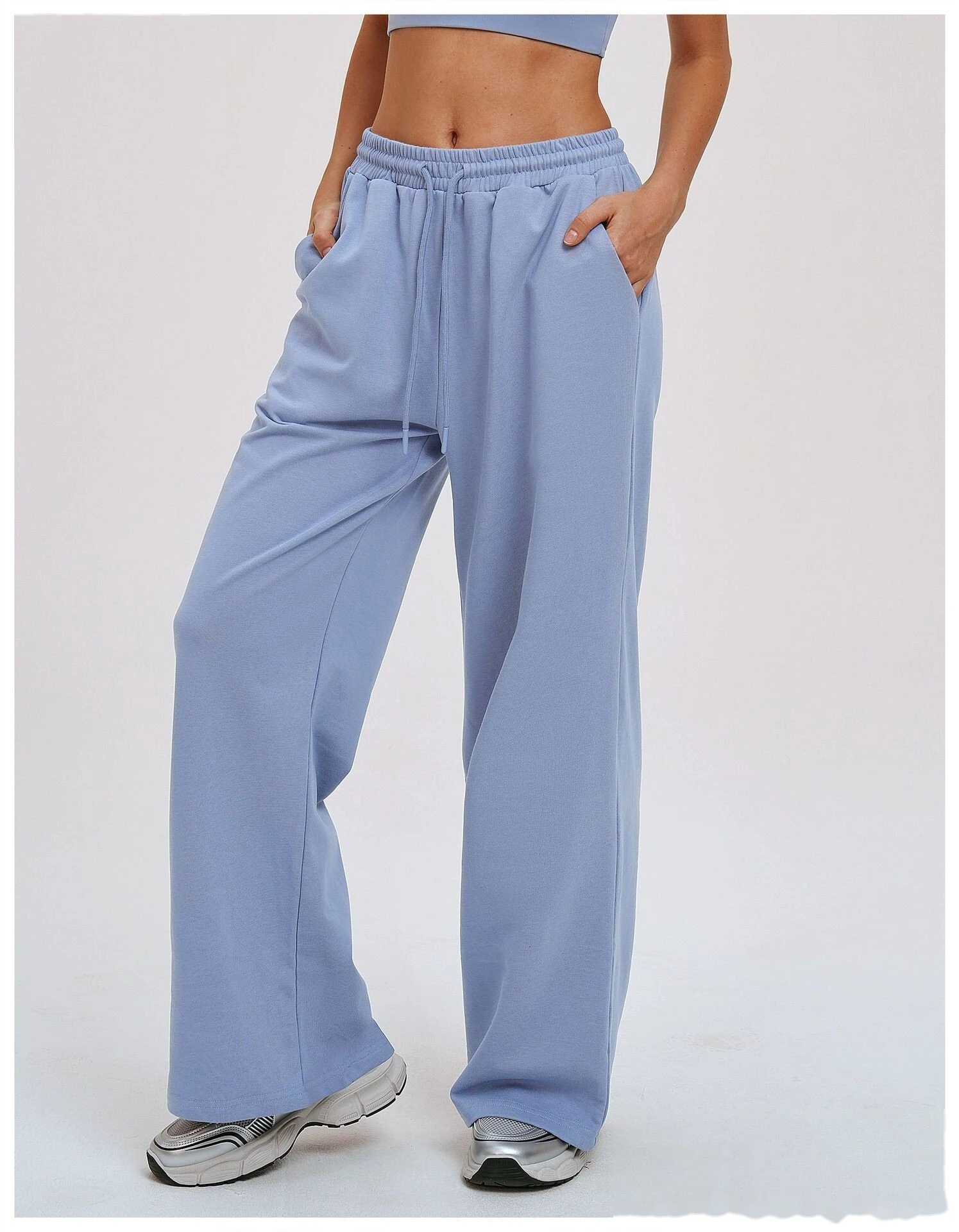 Custom Outdoor Running Sweatpants - New European-American Loose Wide-Leg Straight Casual Trousers detail