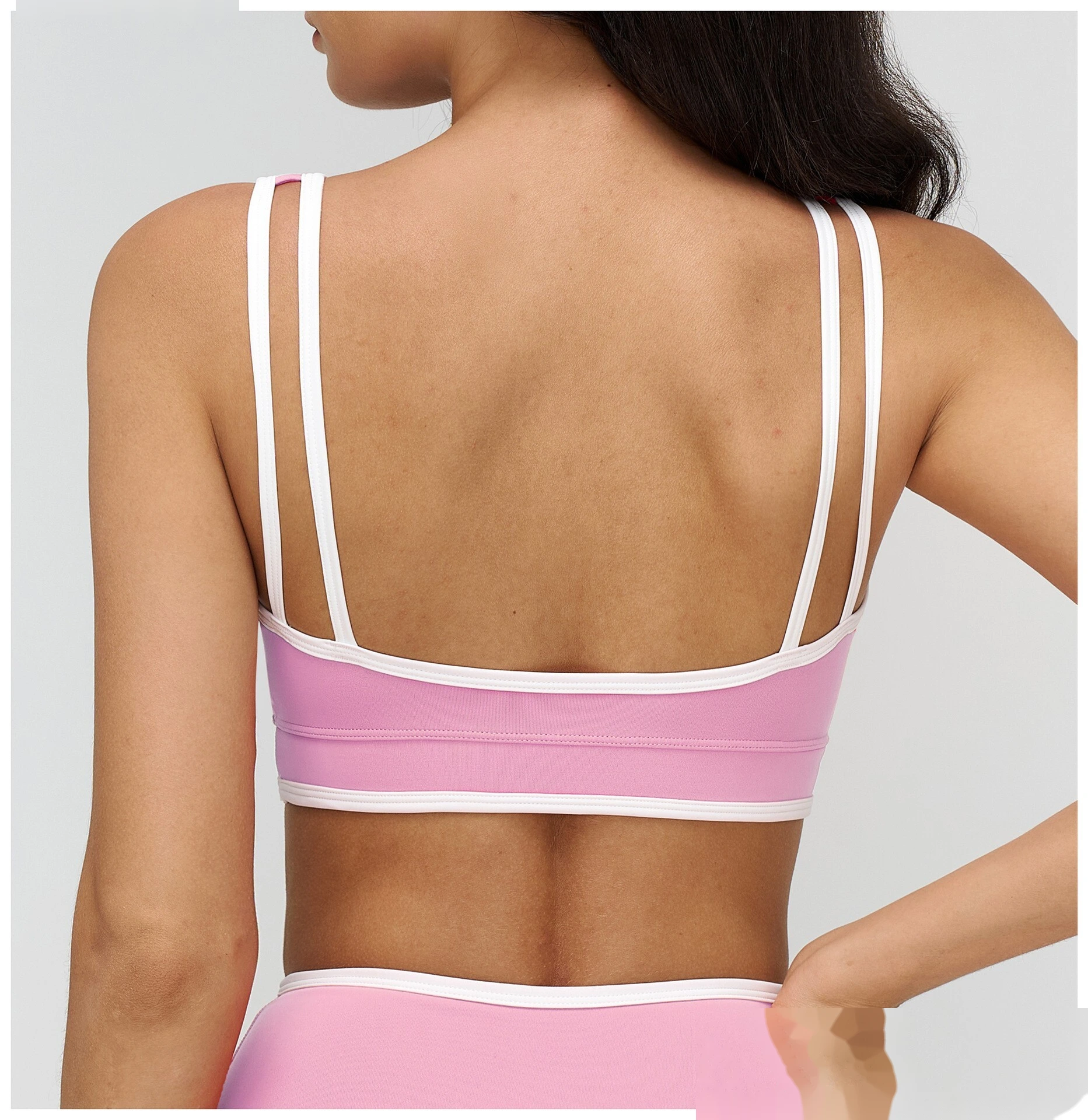 Custom Buttery Soft Yoga Set - Women's Color Block Tight Sports Bra for Outdoor Running & Fitness detail