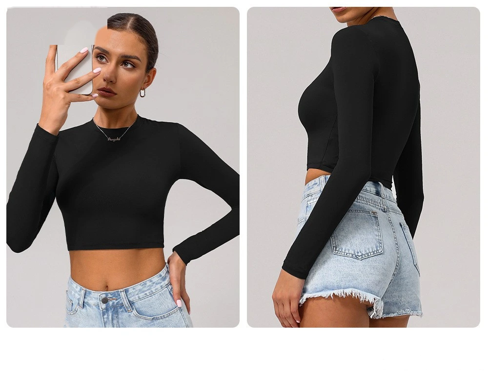 Custom slim sports T-shirt long-sleeved yoga clothes autumn and winter running sports casual long-sleeved T-shirt detail