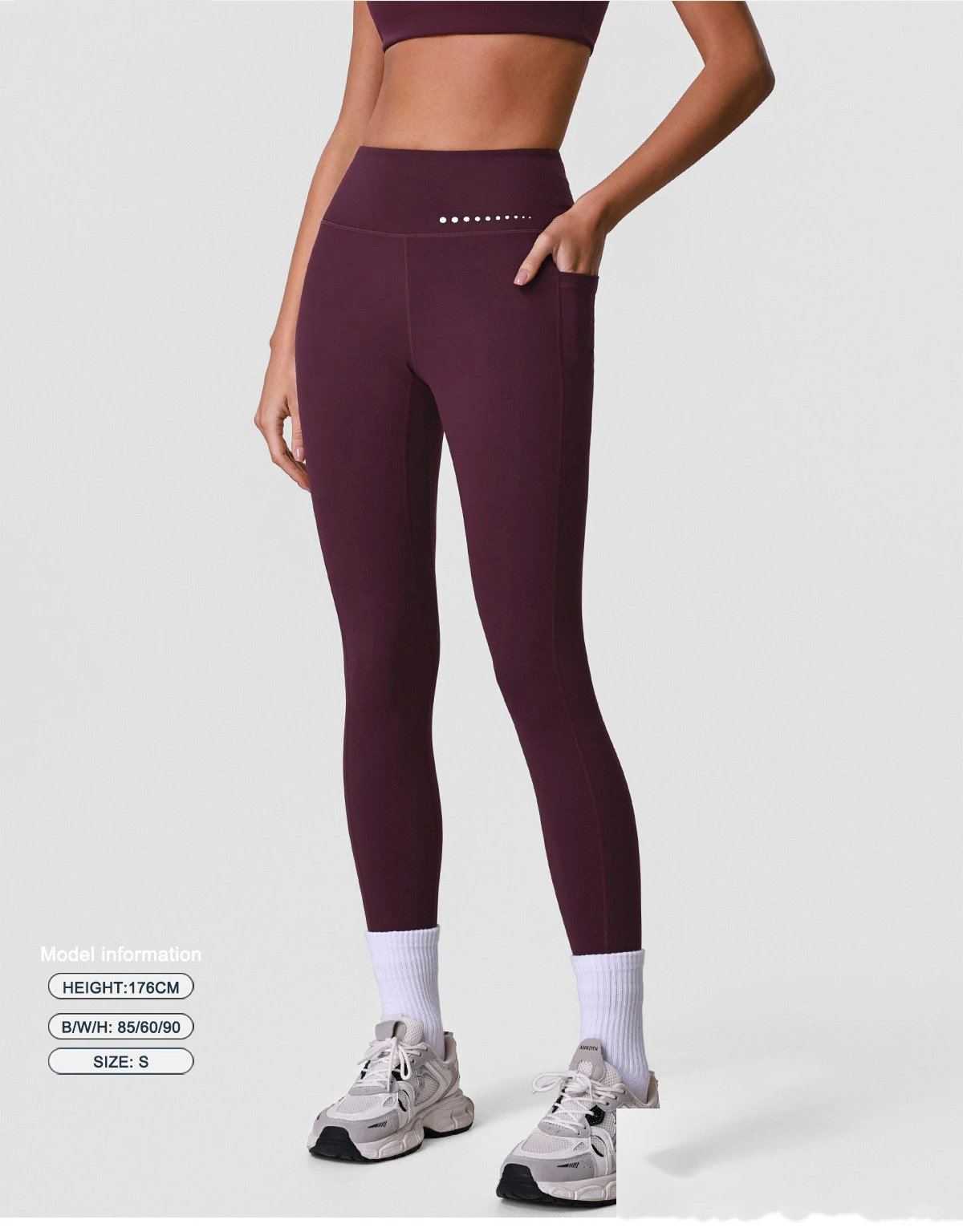 Women’s High Stretch Yoga Pants Butt Lifting Tummy Control with Side Pockets Quick Dry Fitness Sports Leggings detail