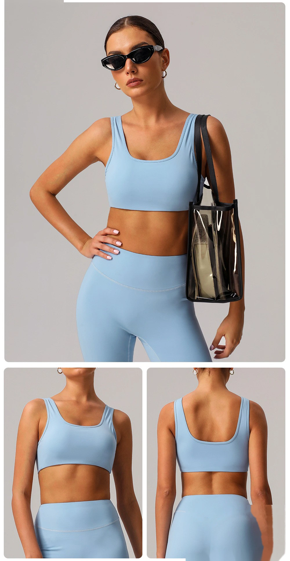 Custom tight yoga vest sports bra shockproof high elastic running outdoor fitness clothes women detail