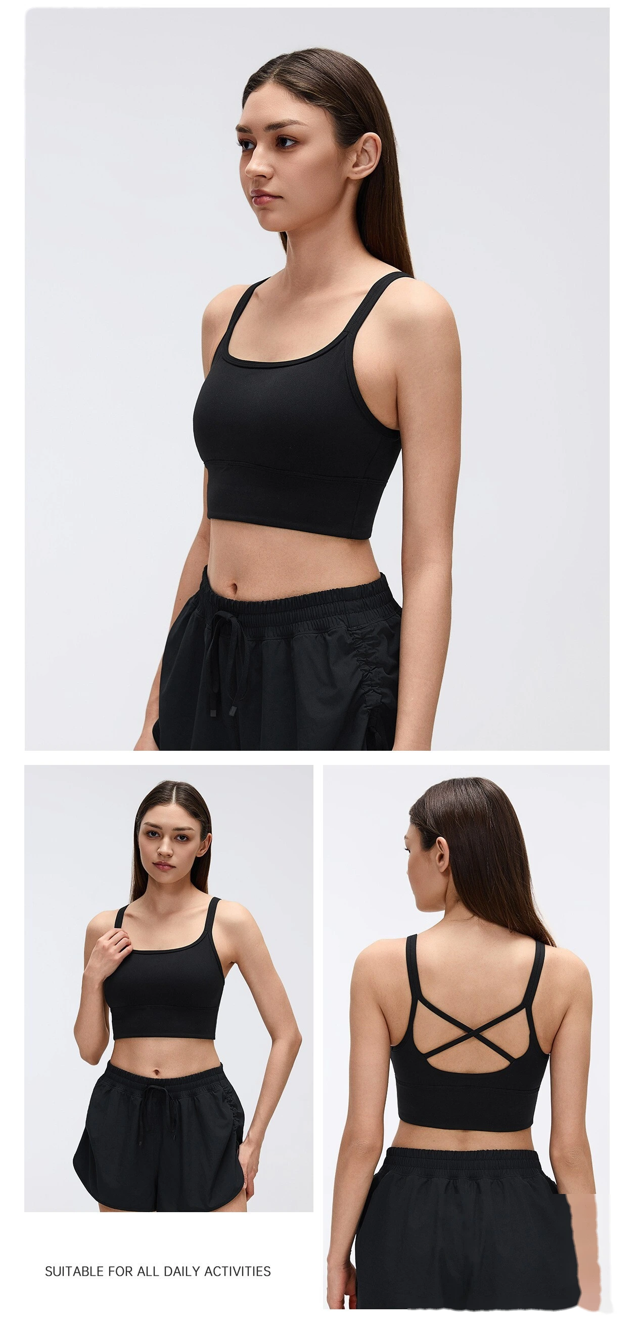 Bulk Custom Cross Back Sports Bra - High Impact Shockproof Beauty Back Yoga Bra for Gym Activewear detail