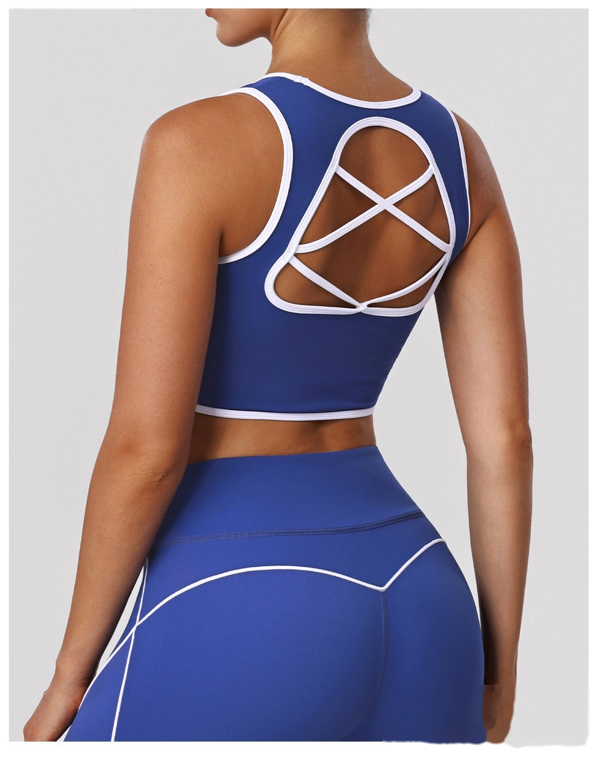 Bulk Custom Color Block Beauty Back Sports Bra - Padded High Support Shockproof Yoga Gym Running Activewear detail