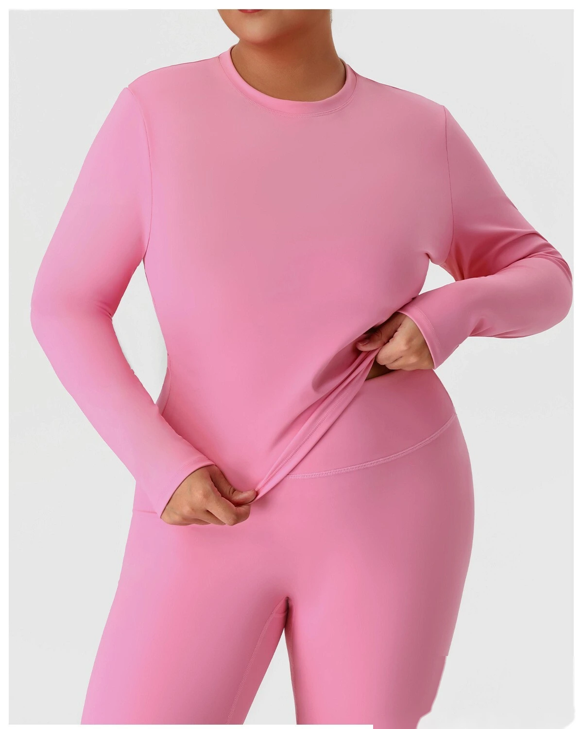 Custom Plus Size Sports Long Sleeve for Women - Euro-American Slim-Fit Yoga Fitness Top, Running Activewear T-Shirt detail