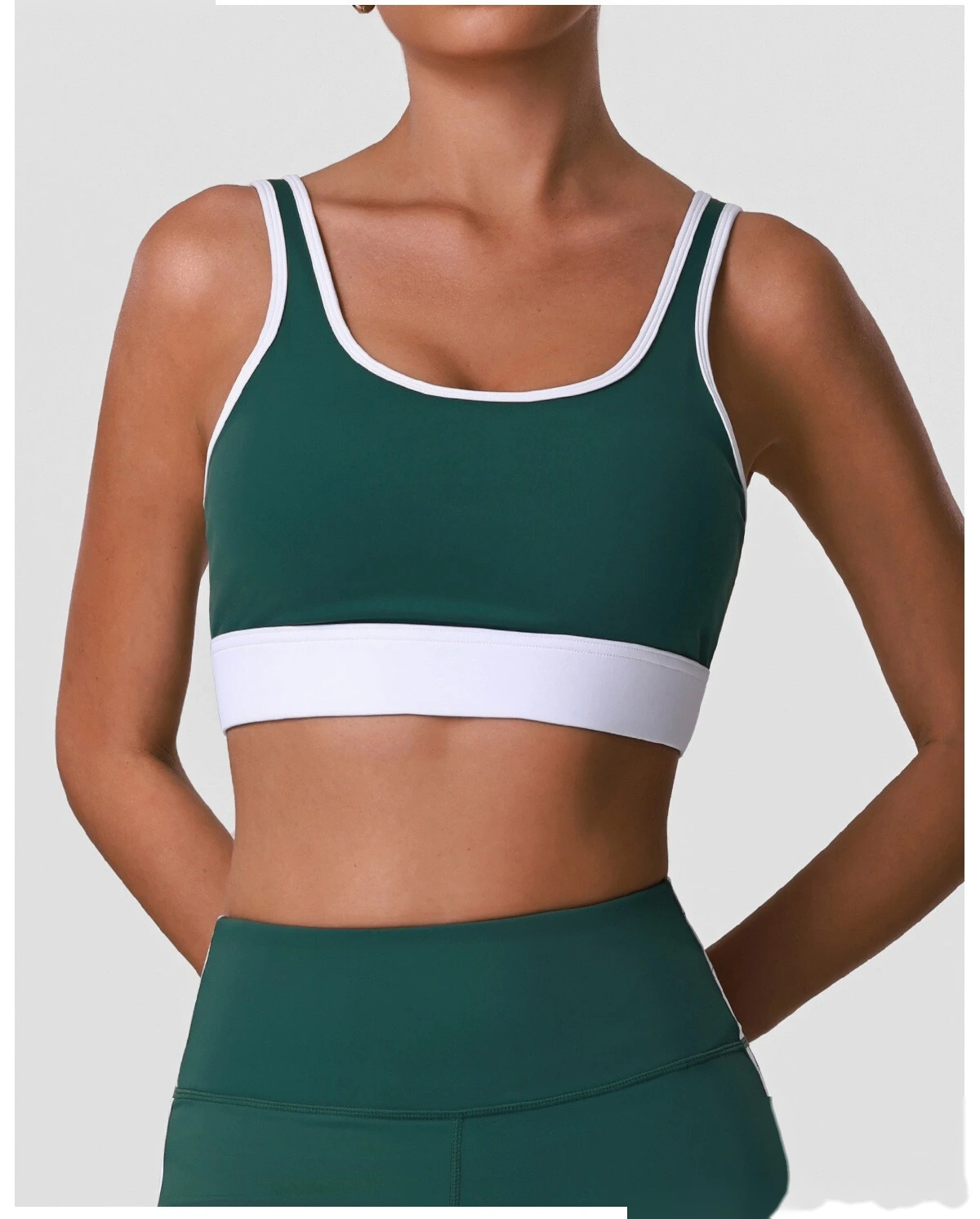 Women’s Custom High Stretch Quick Dry Color Block Sports Bra Beauty Back Yoga Bra Tank Top detail